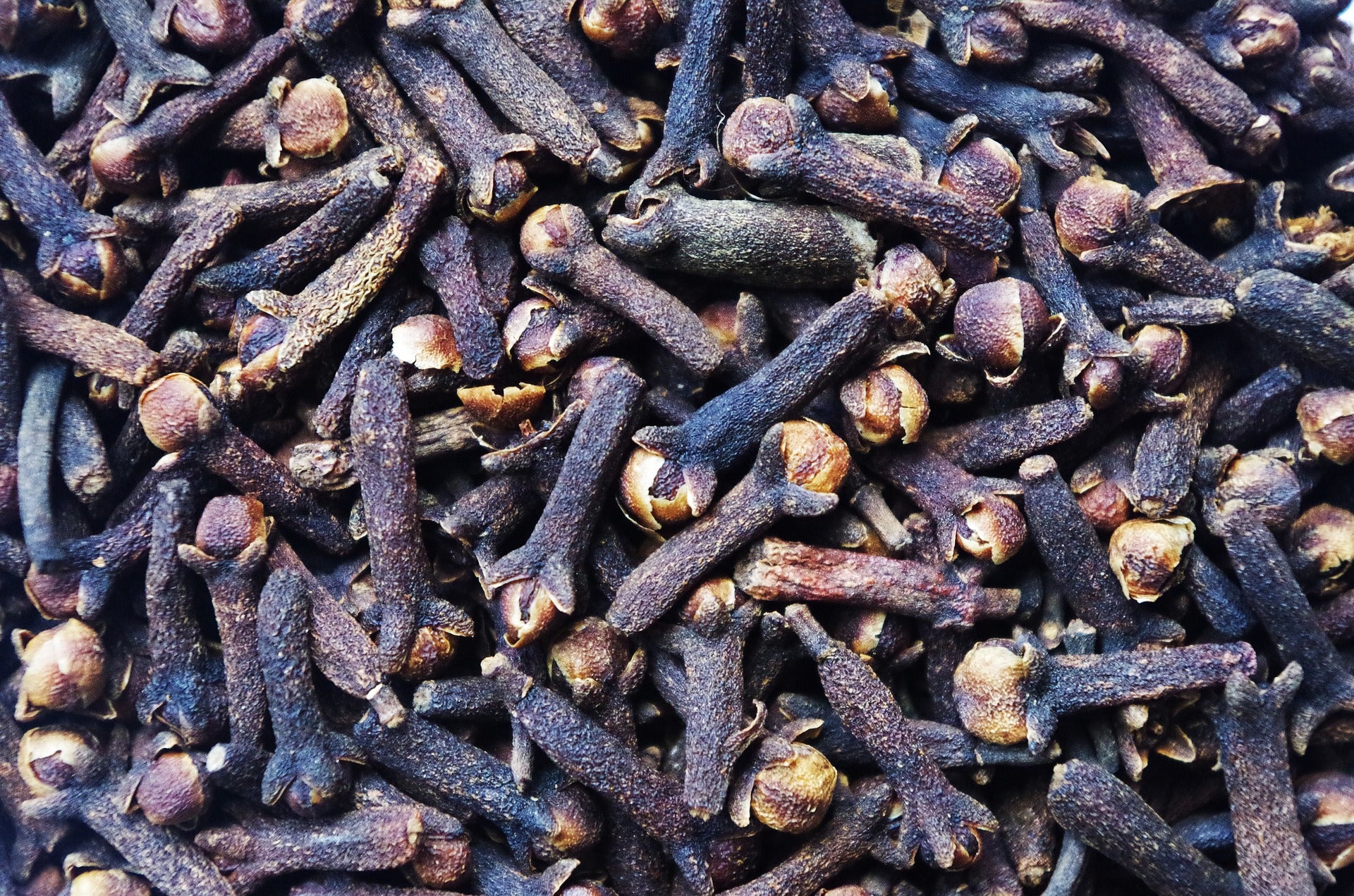 Close-up of clove buds, evoking the rich and spicy fragrance notes prominent in the Balneario Hammam candle